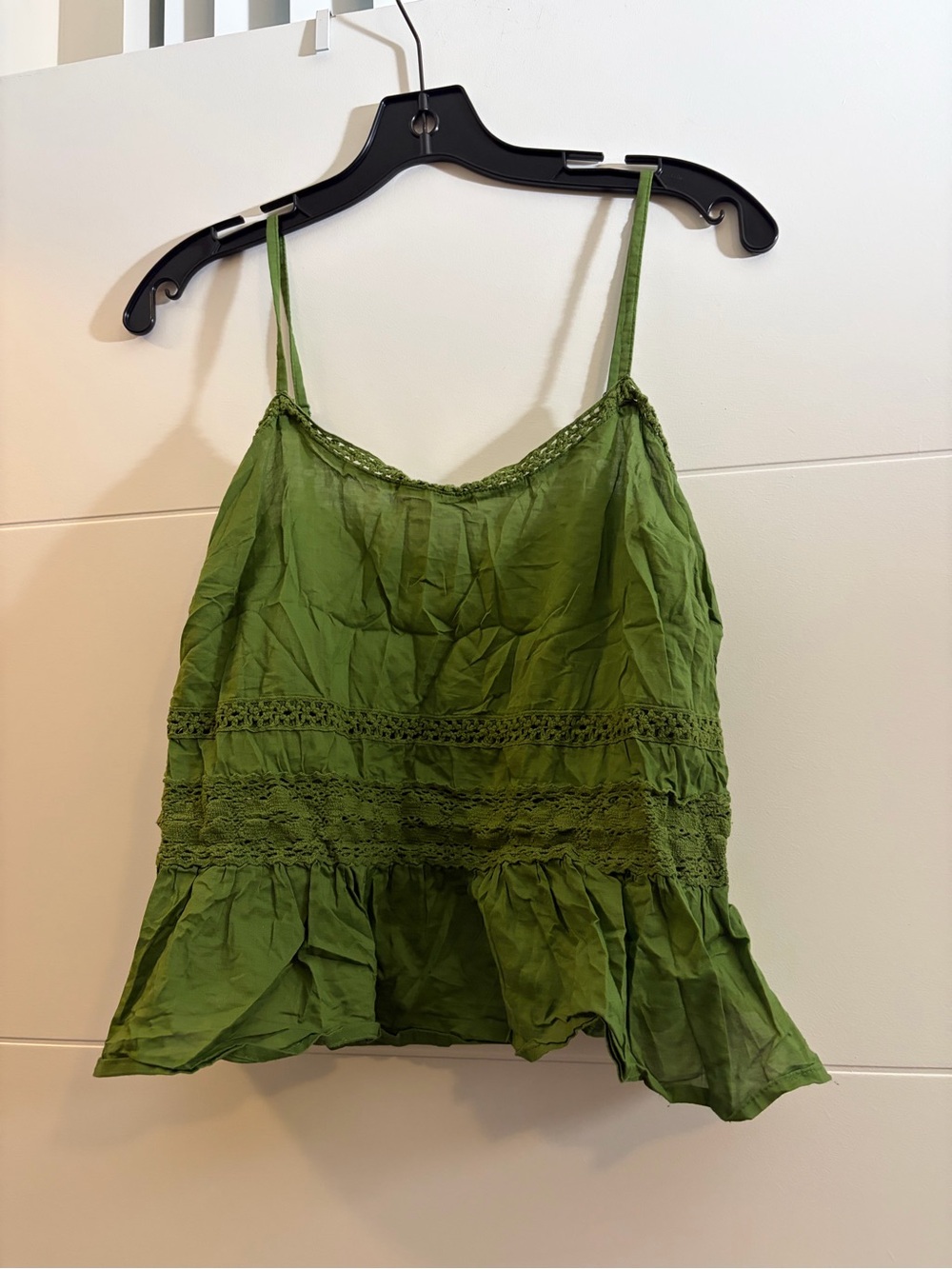 Sisley Green Lace-Trim Spaghetti-Strap Camisole